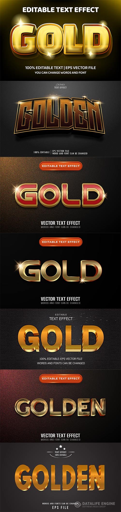 Gold editable text effect