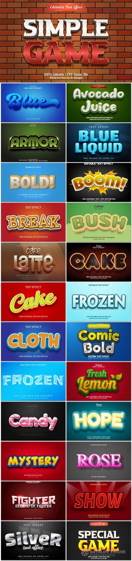 3d editable text style effect vector vol 889