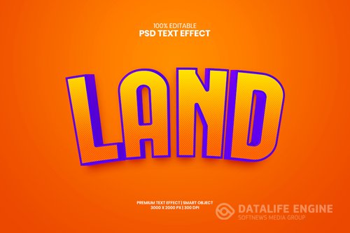 Land editable 3d psd premium text effect