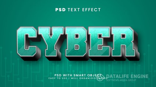 Cyber editable text effect with future and fiction font style psd