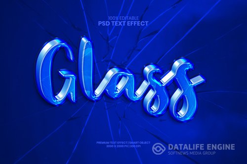 Glass editable 3d psd premium text effect