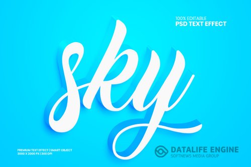 Sky 3d psd premium text effect