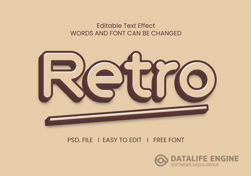 Retro text effect psd