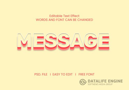 Message text effect psd