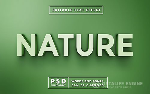 Nature 3d text effect premium psd with smart object