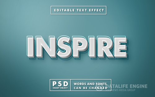 Inspire 3d text effect template premium psd