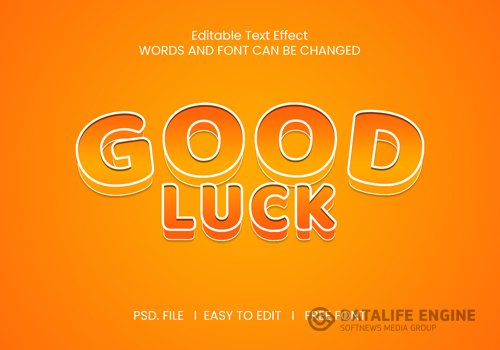 Good luck text effect color gradient orange psd