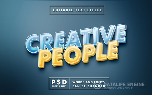 Creative people 3d text effect editable text effect premium psd with smart object