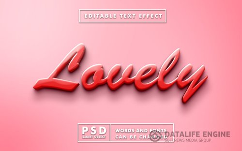 3d lovely text editable psd text effect with smart object