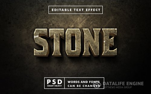 Realistic stone 3d text mock up  editable text effect with smart object in psd files