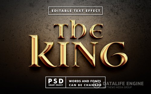 The king text effect premium psd with smart object