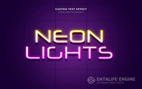 Colorful neon text effect psd