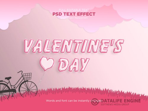 Valentines day text effect mockup psd