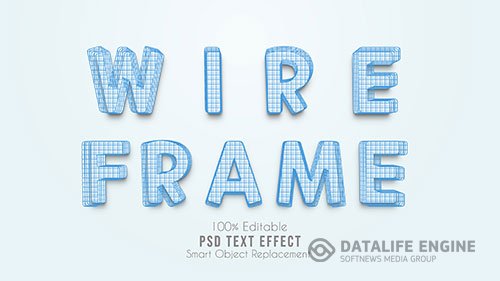 3d wire frame text effect psd