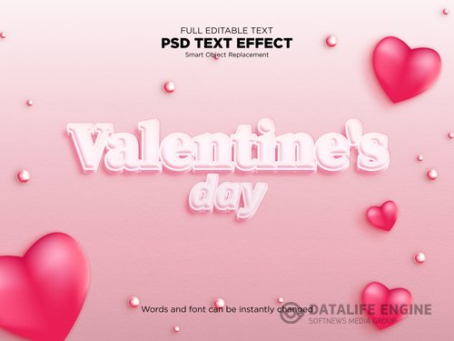 Valentines day text effect psd