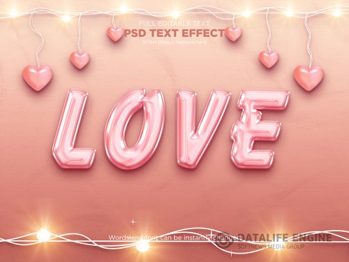 Love text effect mockup psd