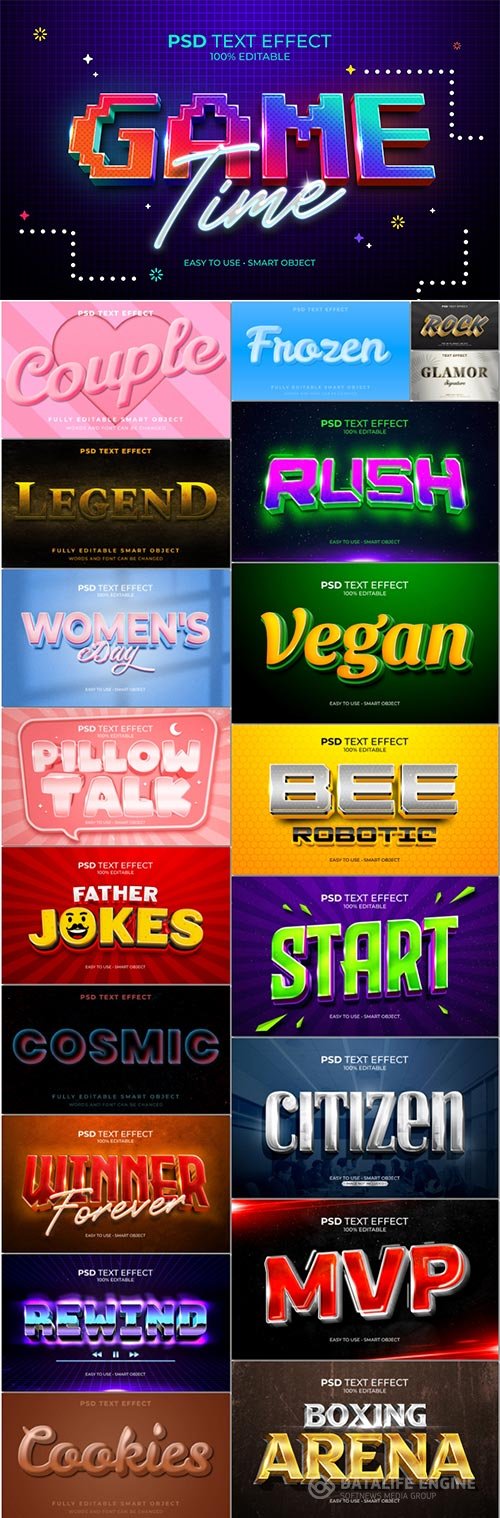 Bundle 3d text style effect in psd vol 14