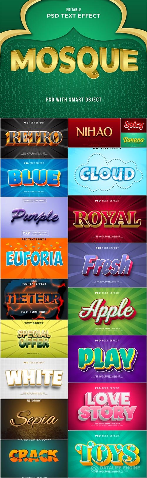 Bundle 3d text style effect in psd vol 16