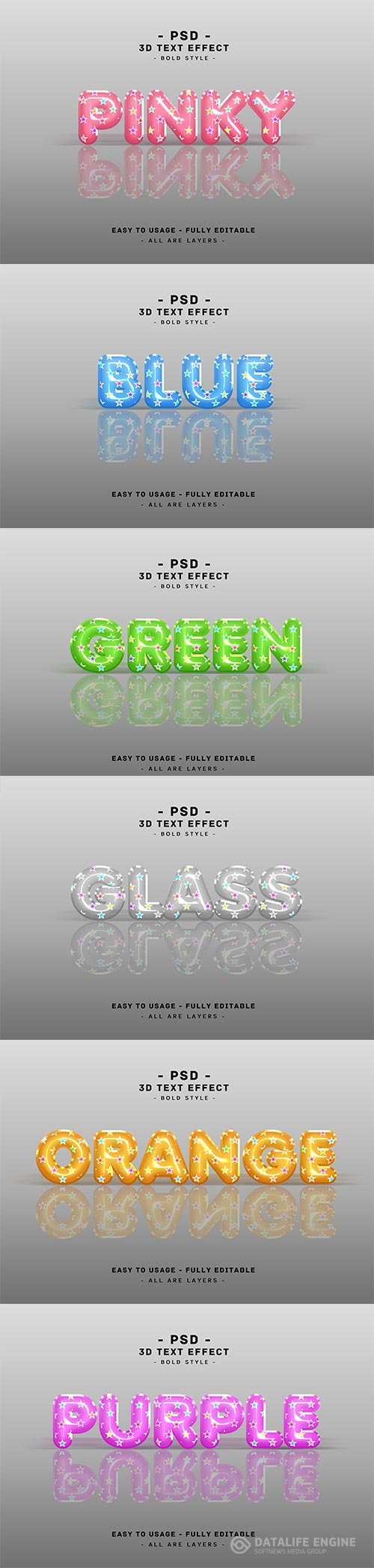 3d balloon text style effect psd