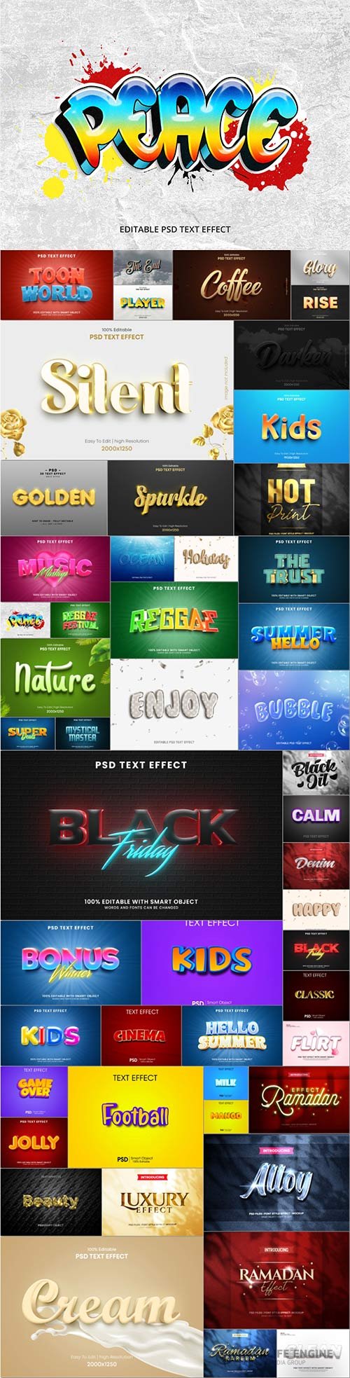 50 Bundle 3d text style effect in psd vol 12