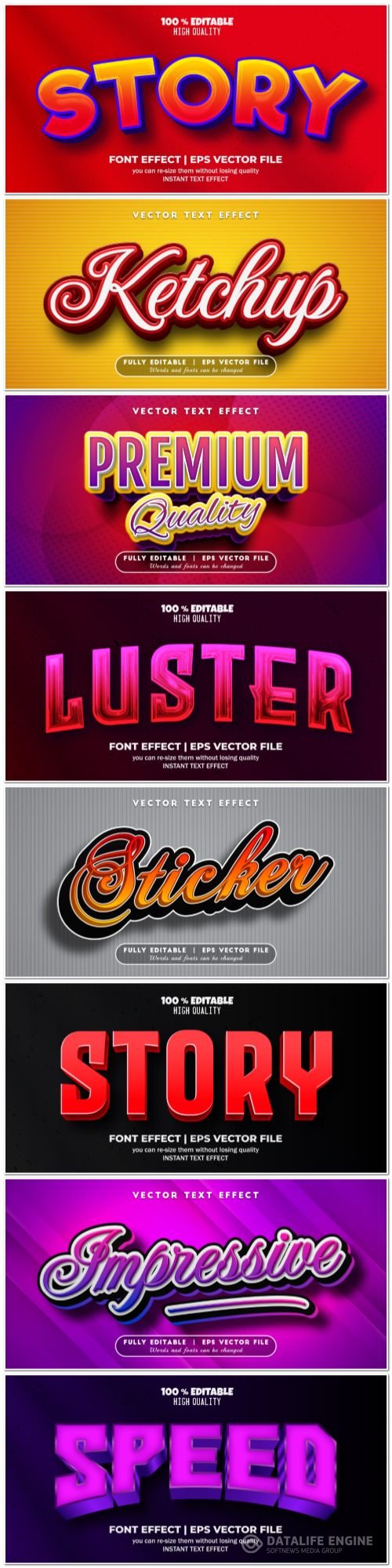 3d editable text style effect vector vol 935