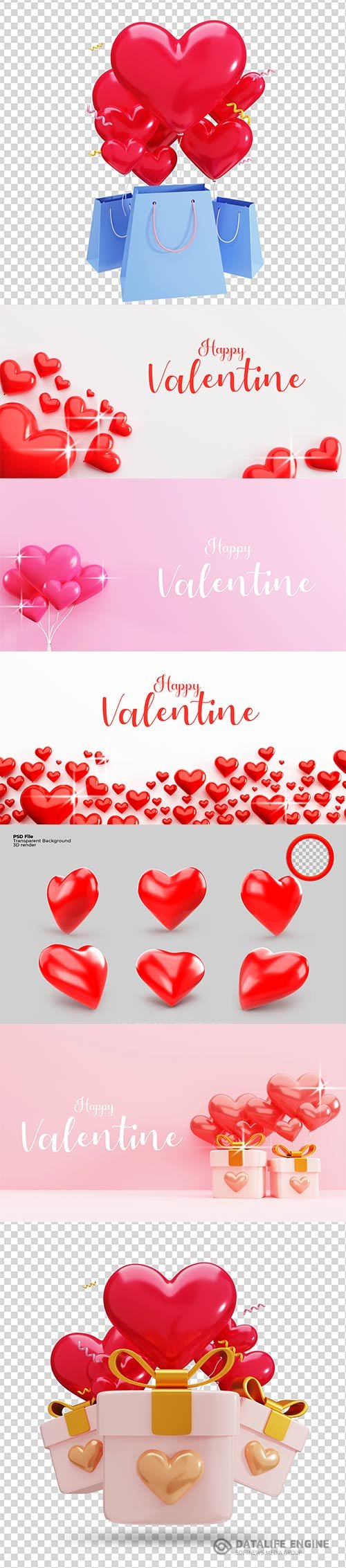 3d rendering of valentine concept background psd