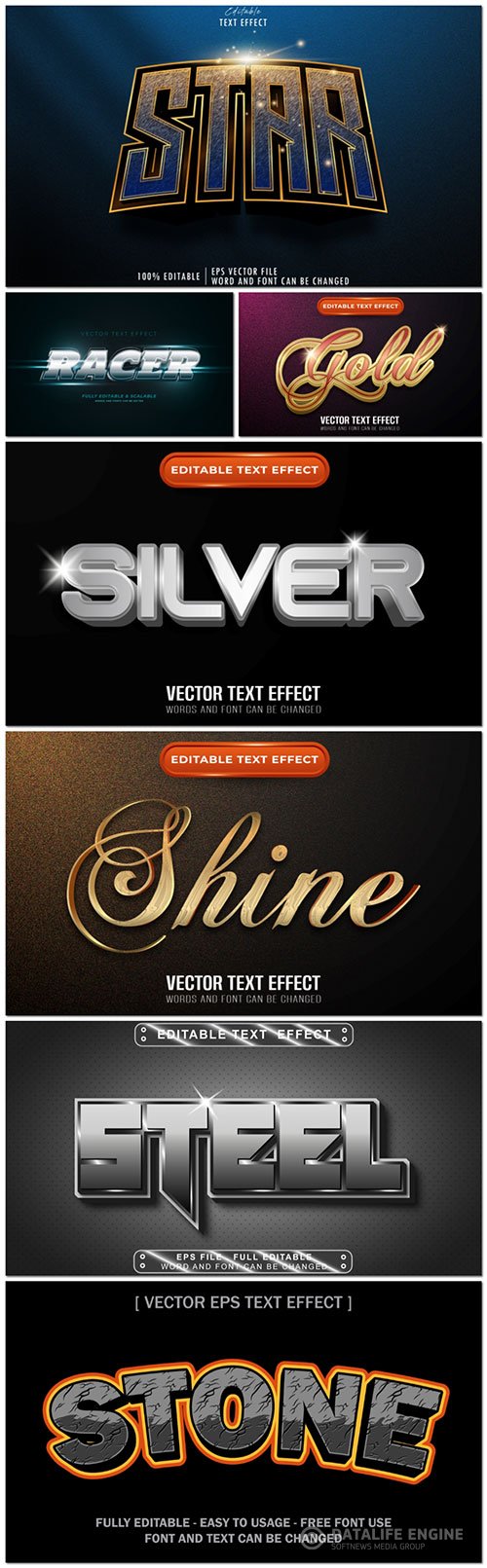 3d editable text style effect vector vol 933