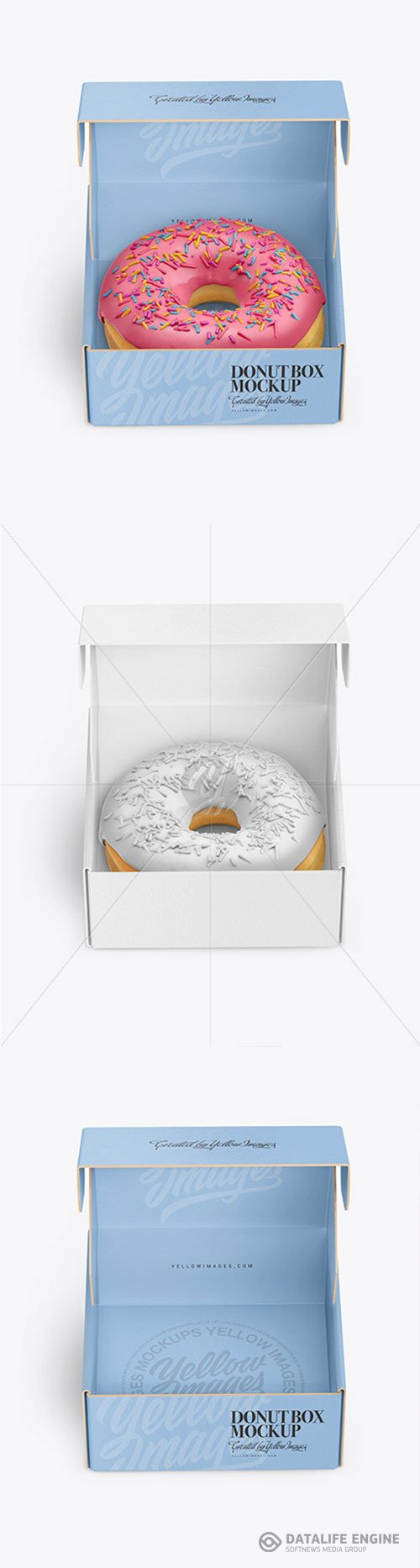 Opened Paper Box with Donut Mockup 68857