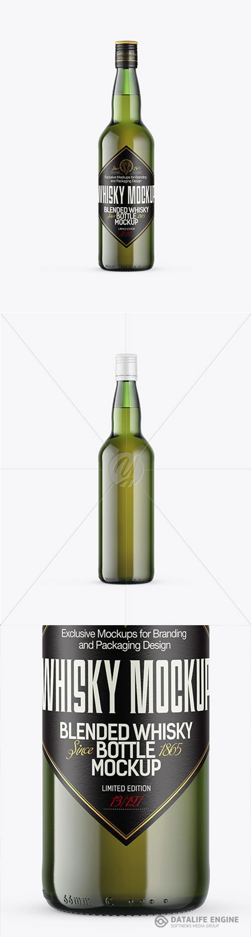 Green Glass Whiskey Bottle Mockup 72827