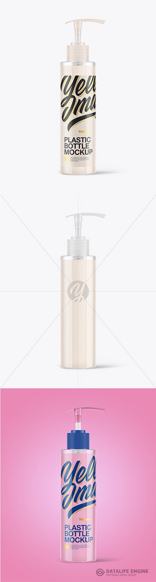 Clear Cosmetic Bottle with Pump Mockup 72747