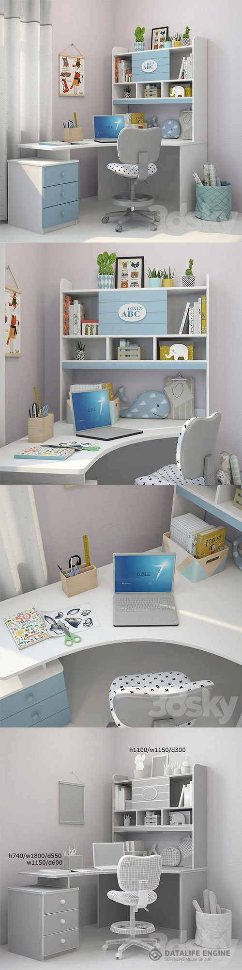 3D Models Writing desk and decor for a nursery 3