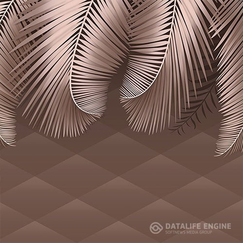 3D texture exotic leaves on brown background