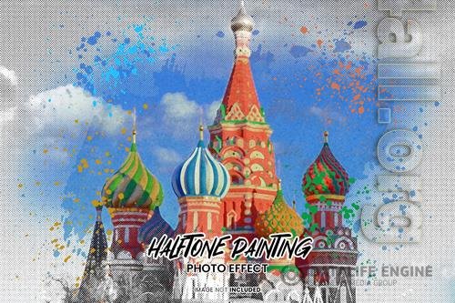 Painting halftone photo effect psd