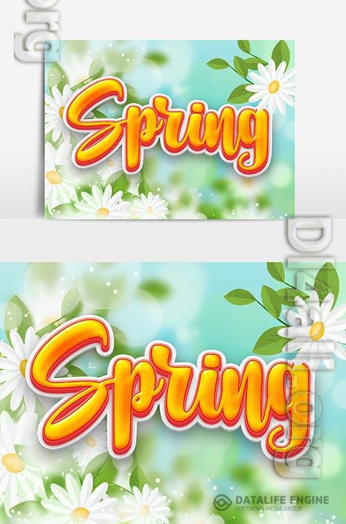 Psd Spring Text Effect With Flowers And Leaves