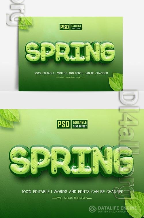 Spring Text Effect With Flowers And Leaves