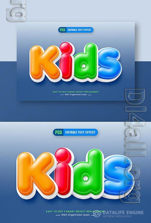 Colorful kids cartoon 3d editable text style effect