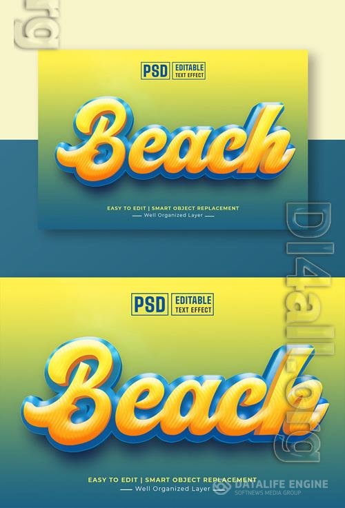 Psd Psd Beach editable 3d text style effect