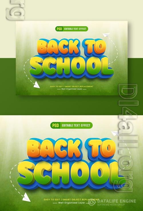 Psd Back to school 3d editable text style effect for kids