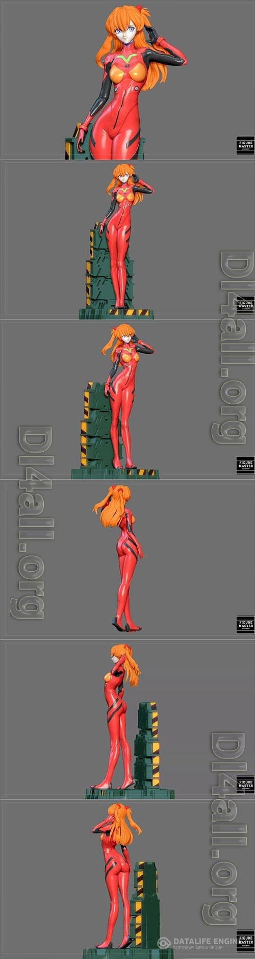 3D Print Models Asuka Plug Suit Evangelion Sexy Girl Statue Cute Pretty Anime Character