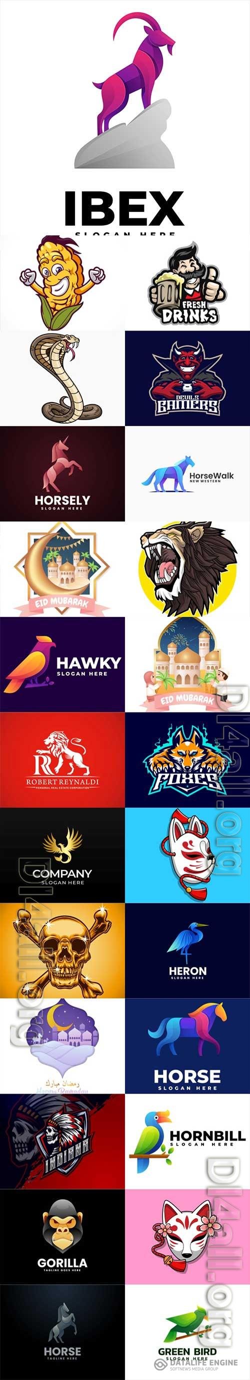 Mascot logo design set premium vector vol 46