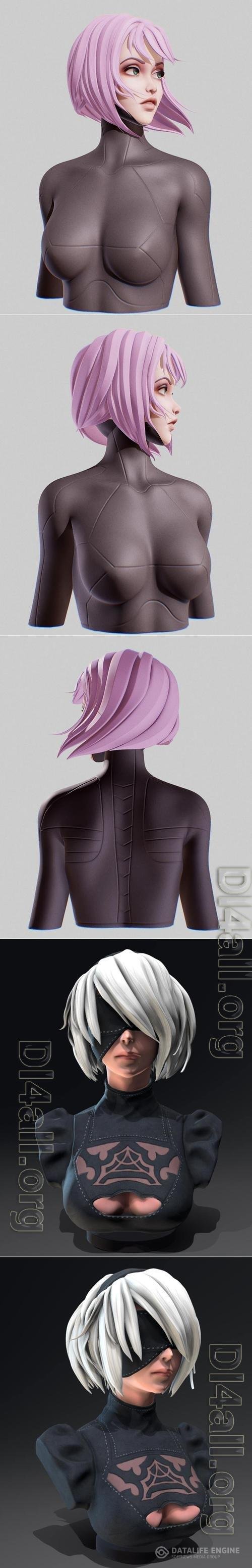 3D STL Android Remake and 2B Bust