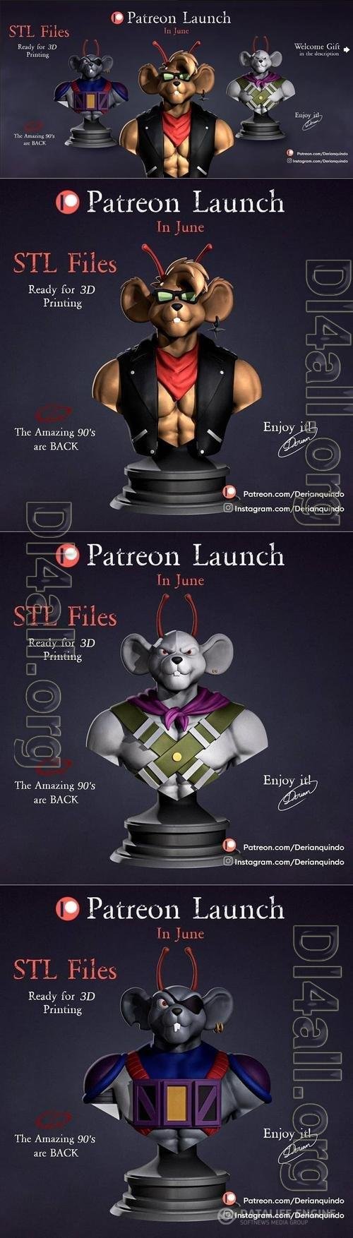 3D STL Biker Mice from Mars, Modo,Throttle,Vinnie