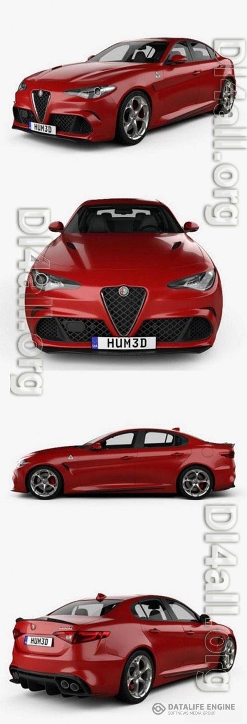 Alfa Romeo Giulia Quadrifoglio with HQ interior 2016 3D Model