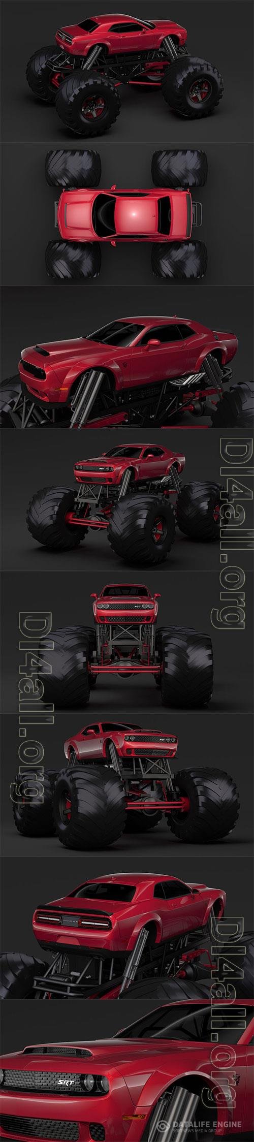 Monster Truck Dodge Challenger Demon 3D Model