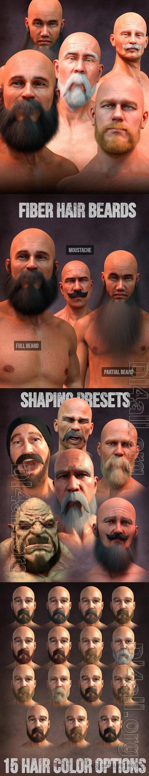 Long and Full Beards Set Hair for Genesis 8 Male