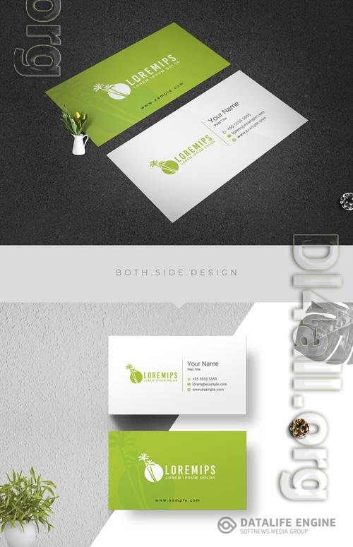 Business Card Layout with Palm Tree Elements 205412725