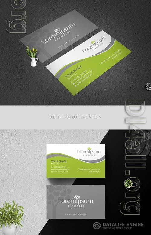 Business Card Layout with Heart-Shaped Leaves Tree 204275698