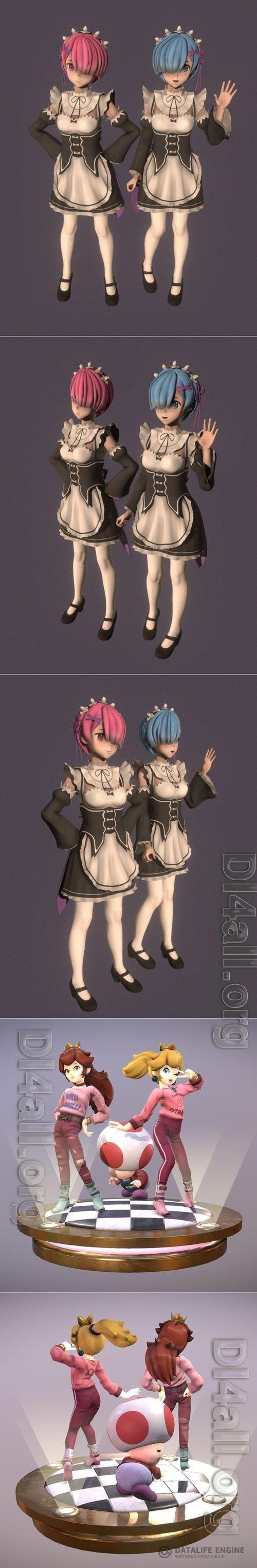 Rem Ram 03 and Milli Vanilli Concert Peach 3D Print