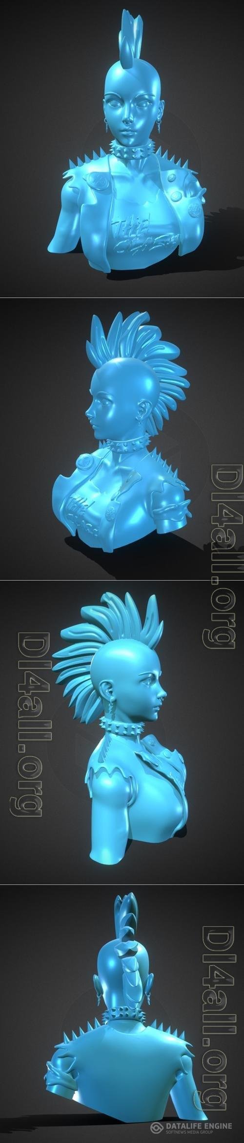 Stylized Punk Storm Bust 3D Print