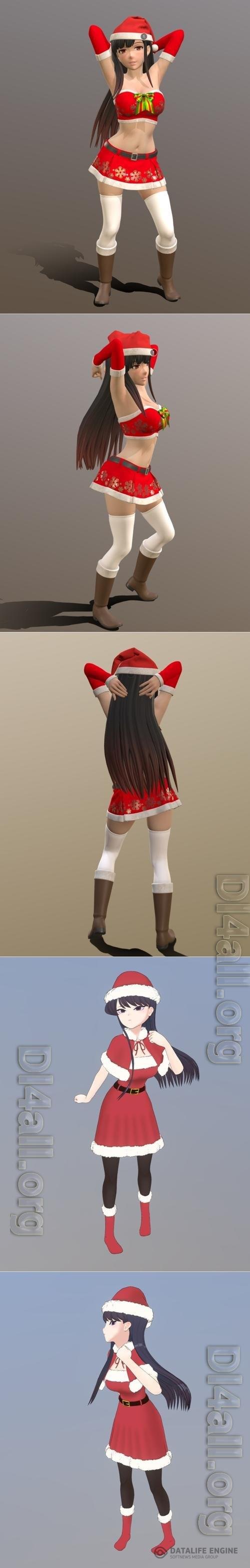 Santa Tifa Nate and Christmas Costume Komi Shouko 3D Print